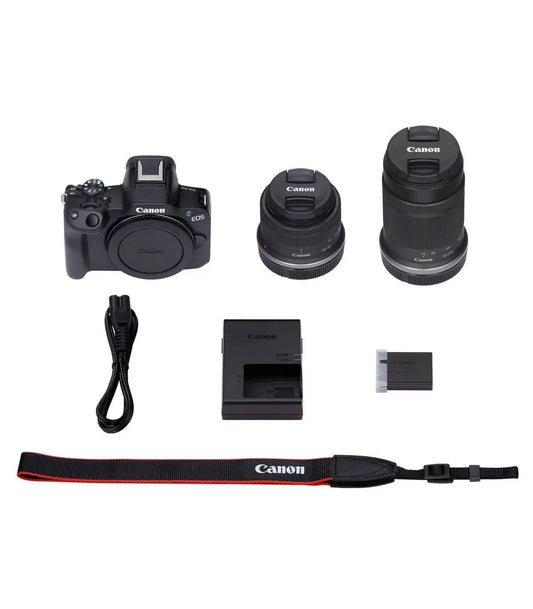 CANON R50 NEGRA + RF-S 18-45 MM IS STM + RF-S 55-210 MM IS STM